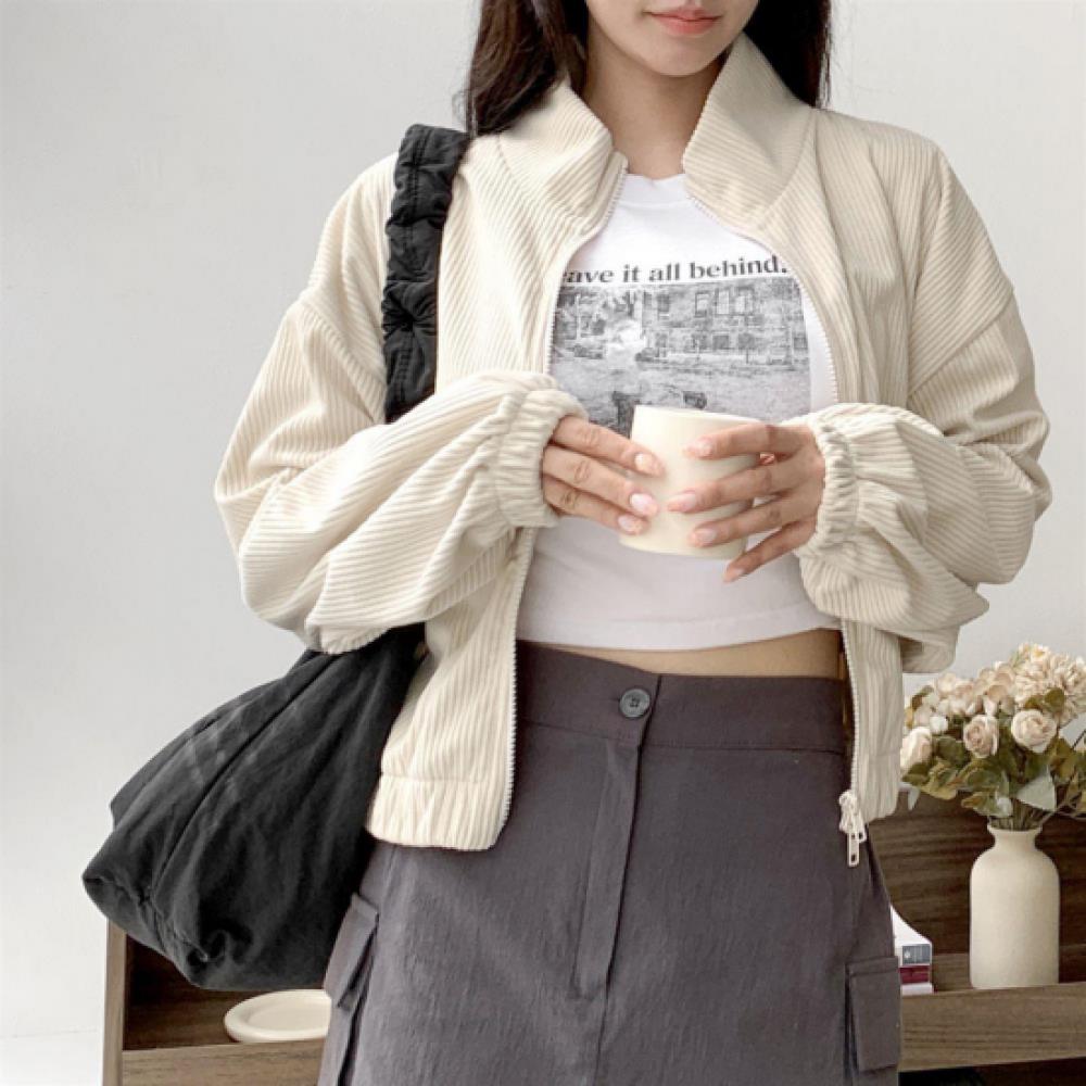 New Arrivals Open Run Women Autumn Work Jacket Pocket Double Zipper Collar Neck