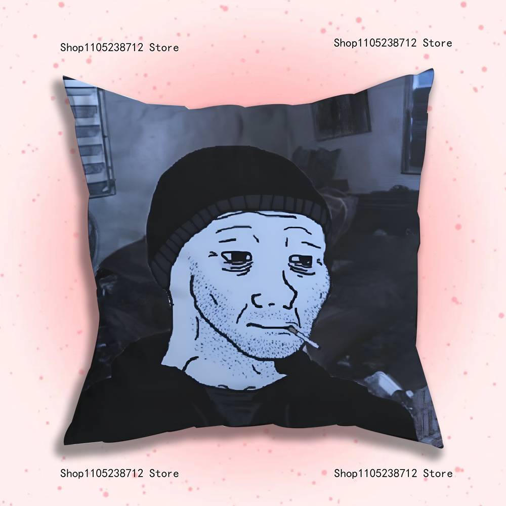 Wojak Soyjak Its Over Funny Meme Pillow Covers Cartoon Sofa Decorative Home Double-sided Printing Short Plush Cute Cushion Cover