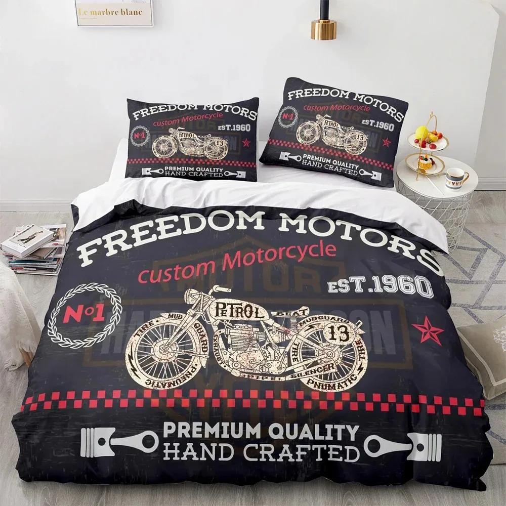 Neues klassisches Motorrad Bettwäsche Set Einzelbett Twin Full Queen King Size Ritter Bettset Erwachsener Kind Schlafzimmer Bettdeckenbezug Sets 3D Druck