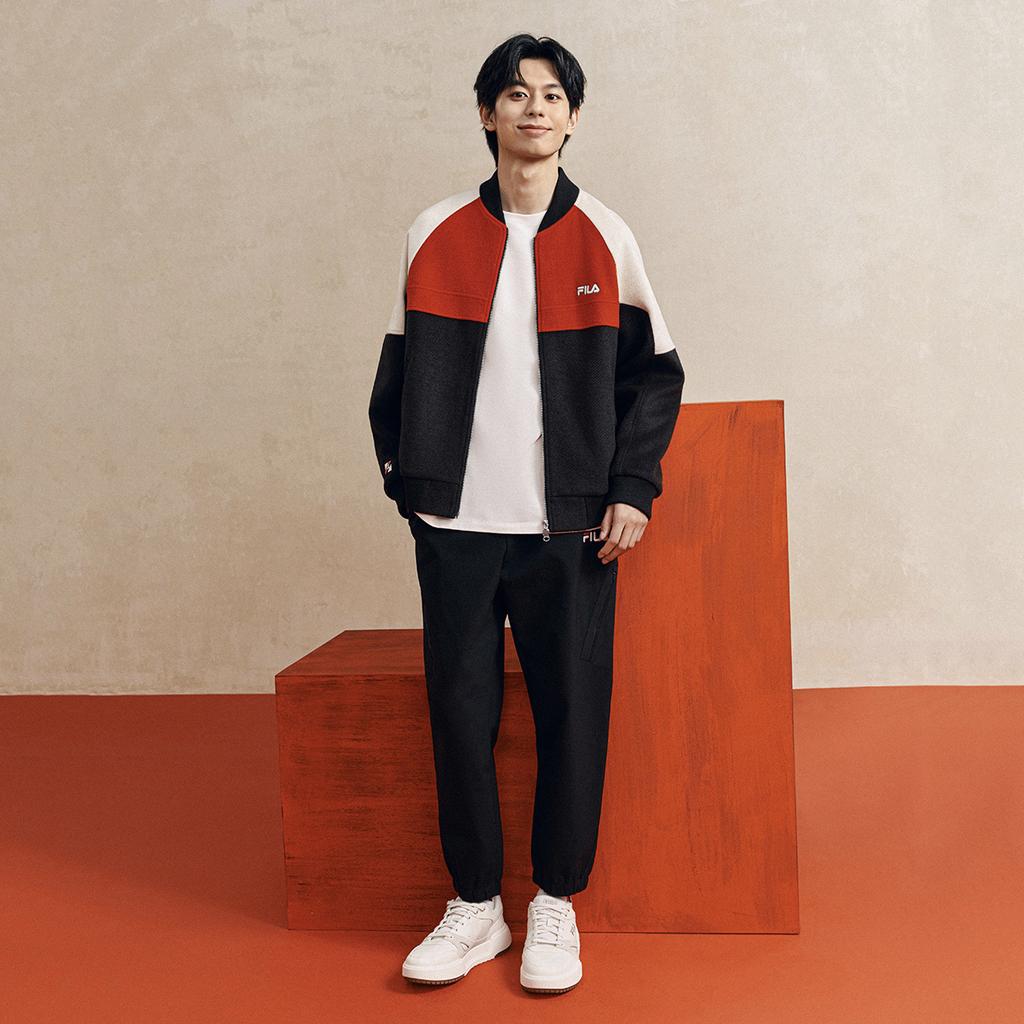 FILA Original Fashion Retro Classic Personality Trendy Casual Color-Block Comfortable Versatile Knitted Jacket Men jackets F11M619510FBK