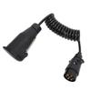 12V  7 Pin To 13 Pin Trailer Adapter 2m Length Coiled Trailer Socket Wiring Connector for RV Caravan Boat Black