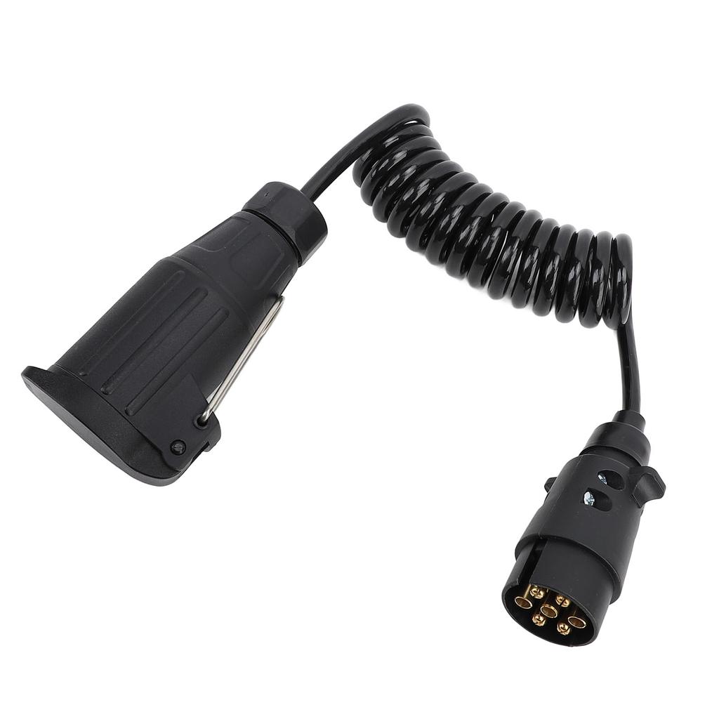12V  7 Pin To 13 Pin Trailer Adapter 2m Length Coiled Trailer Socket Wiring Connector for RV Caravan Boat Black