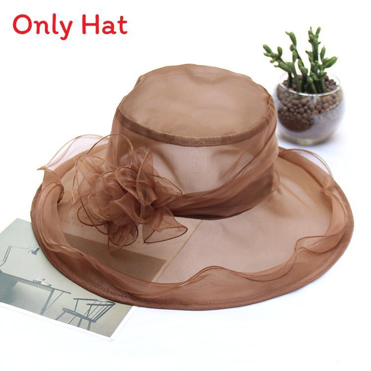 Summer Sun Hat For Women With Large Brim And Flower Decor Made From Eukran Organza