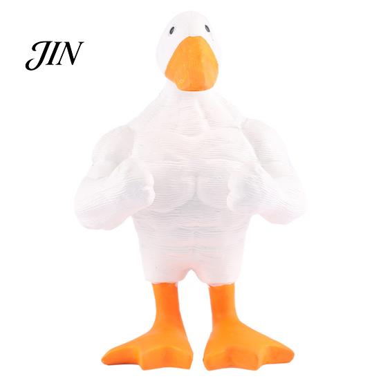 Resin Duck Ornament Muscular Figurine, Strong Fitness Statue, Statue White Yellow Shape for Table Decor Figure