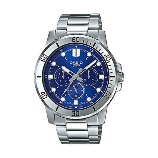 Casio Standard Men's MTP-VD300D-2E Watch Cheap Casio Analog Date Navy Silver