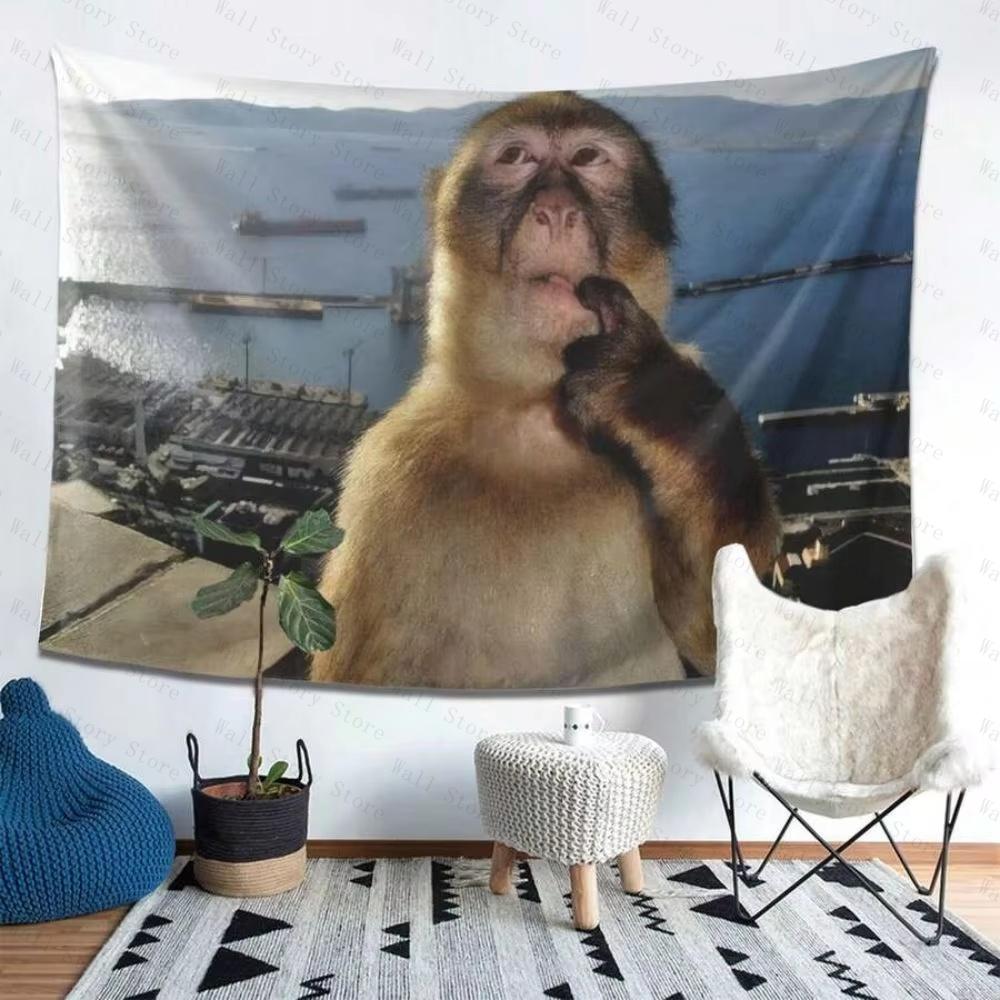 Trendy Contemplative Monkey Tapestry Wall Decor for Bedroom Tapestry Living Room Tapestry Unique Festival Birthday Gift Tapestry