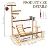 Wooden Parrot Play Stand Multi Level Parrot Playground with Ladder Swing and Feeding Cup Bird Toys Birdcage Accessories for Pet