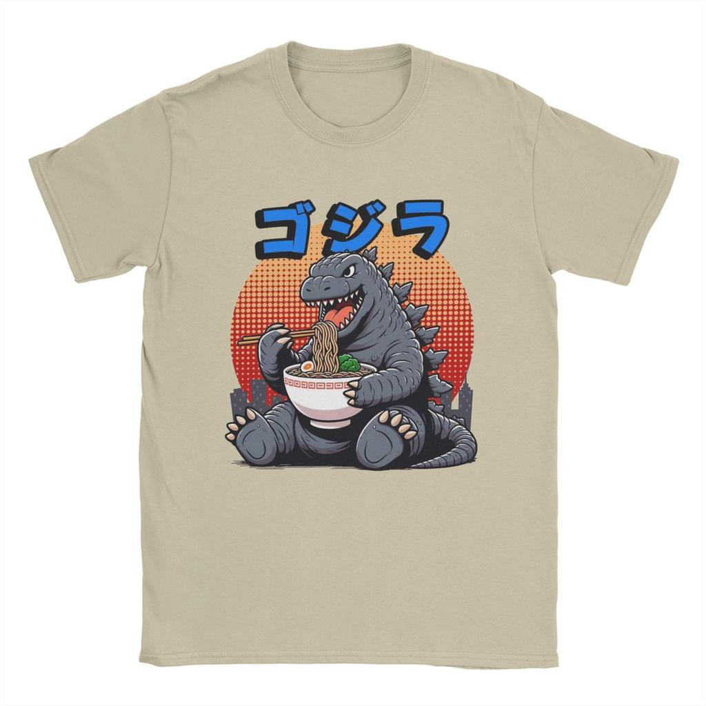 Godzillaed Eating Ramen Men T Shirt Funny Tees Short Sleeve Crewneck T-Shirt 100% Cotton Gift Idea Clothes