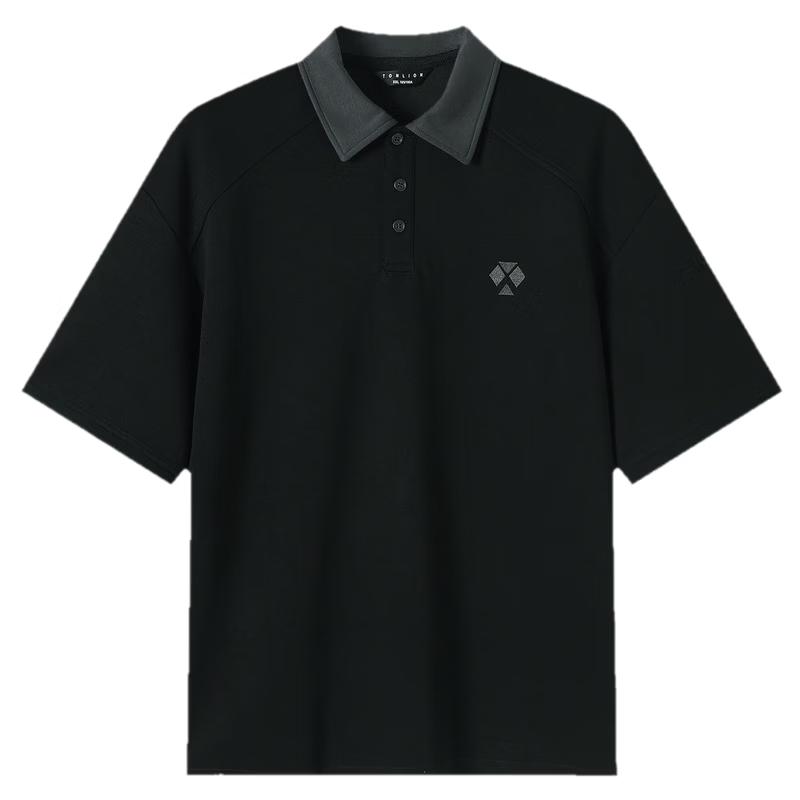 TonLion Men s Spliced Short Sleeve Polo Shirt M