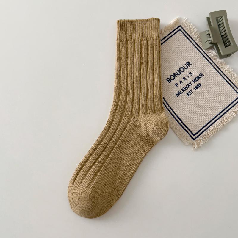 Female Spring and Autumn Vintage Trend Thick Line In The Tube Cotton Socks