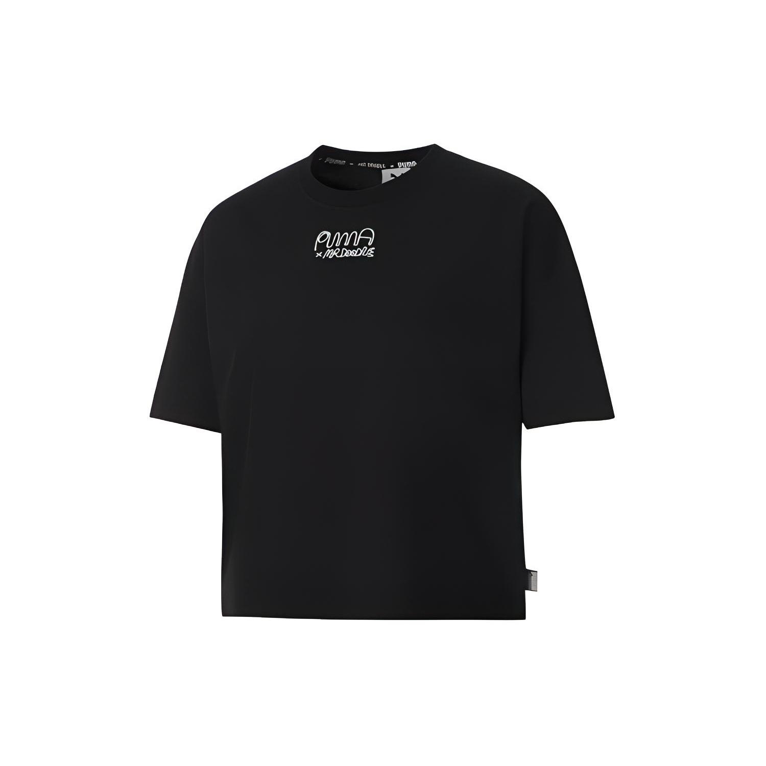 (WMNS) PUMA x MR DOODLE Loose Tee Crossover Graffiti Large Logo Short Sleeve Black Women s 530659-01 S