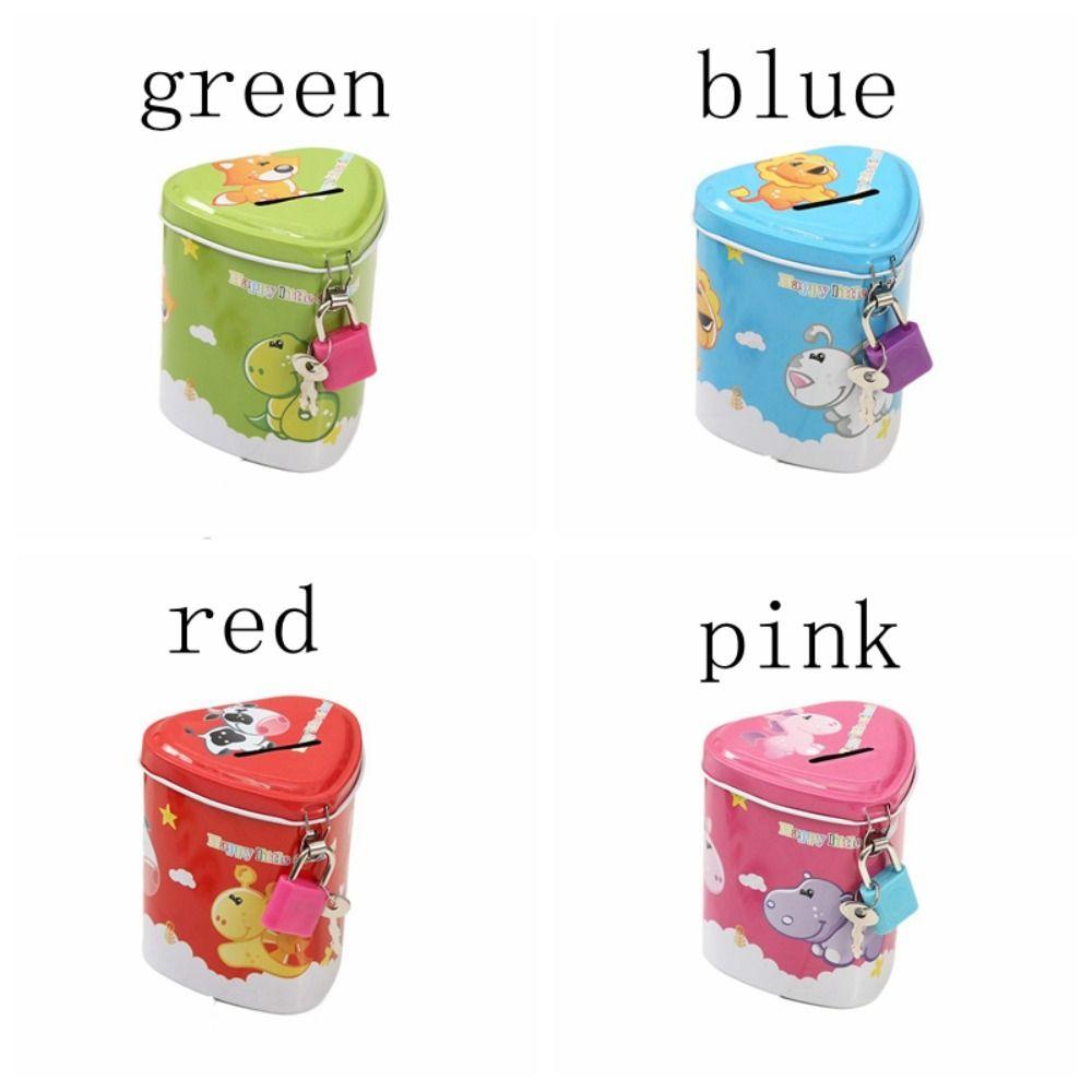 Hucha Metálica en Forma de Corazón con Cerradura Hucha Infantil de Dibujos Animados Decoración de Dormitorio