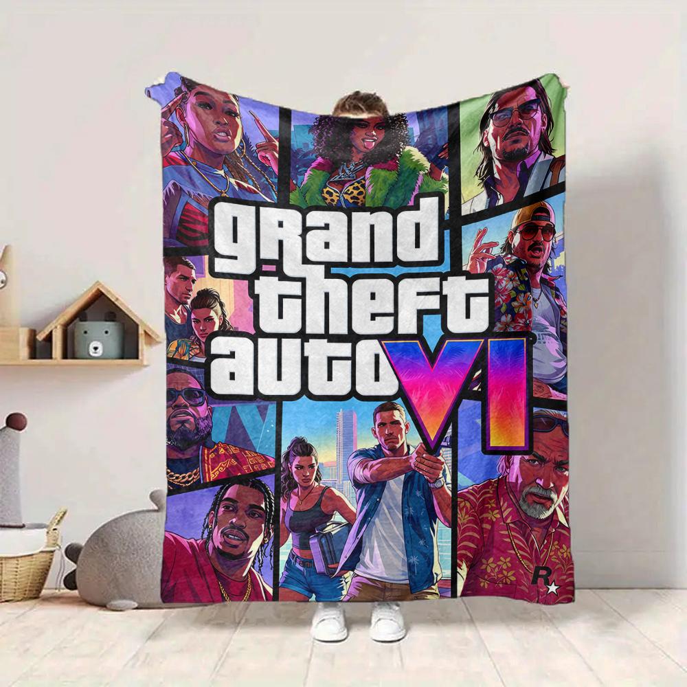 1Pc Grand Theft Auto Vi Teaser Blanket Soft And Comfortable Casual Warm Camping Travel Christmas Halloween Xmas Gift M924145
