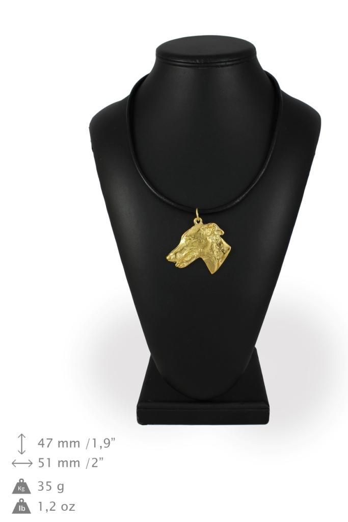Greyhound, Galgo Inglês - colar com um cão numa caixa de presente, pingente banhado a ouro para um amante de cães, joia marcante da Art-Dog