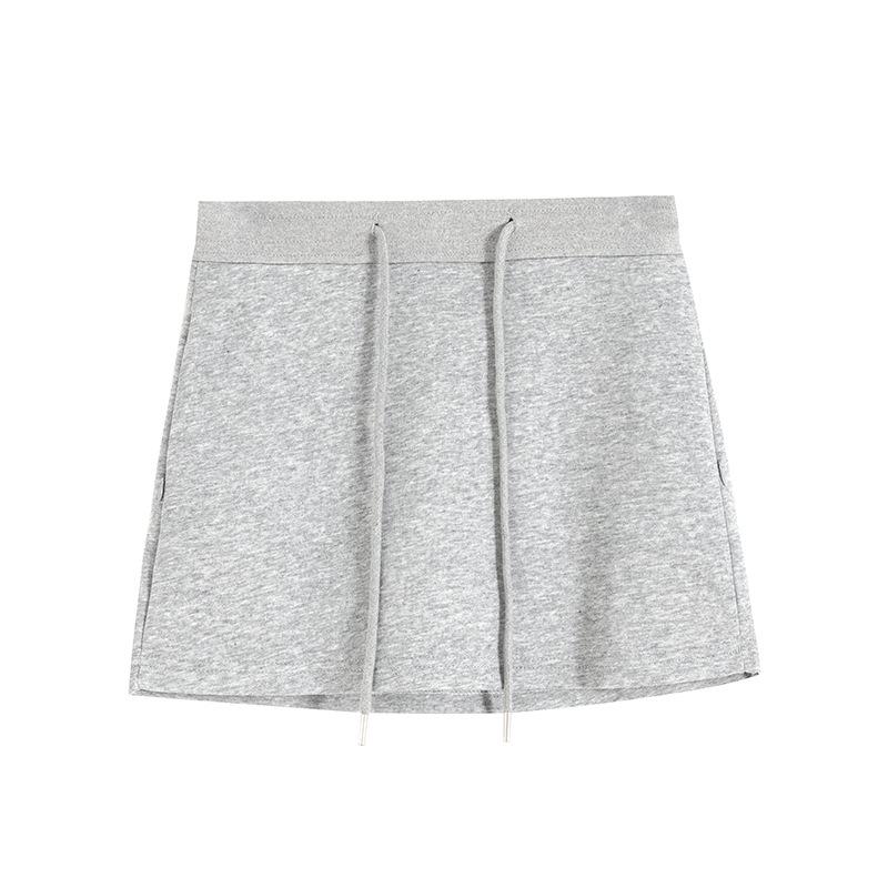 Women's Gray High-Waisted A-Line Sports Skirt and Shorts Combo for Spring/Summer 2025