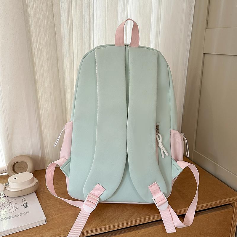 Contrast Color Campus Backpack Junior High School Student Schoolbag Women's Lightweight Large Capacity Backpack