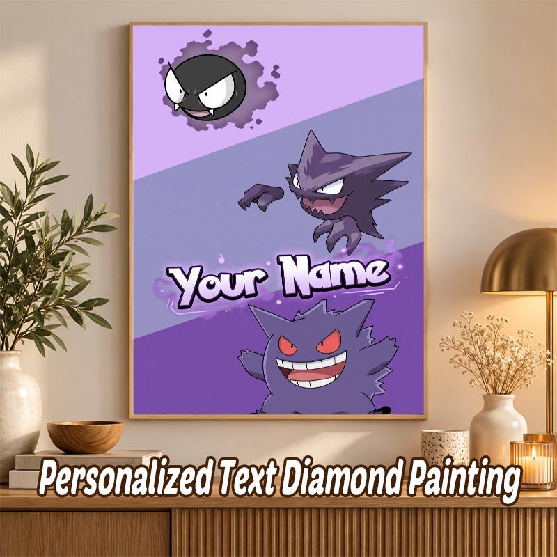 Gengar Haunter Gastly Custom Name Diamond Painting Personalized 5D Full Drill DIY Diamond Art Home Decor