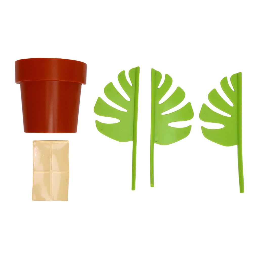 Toothbrush Holder Mirror Mount Flowerpot Design Toothbrush Organizer with Leaves for Home Hotel Bathroom