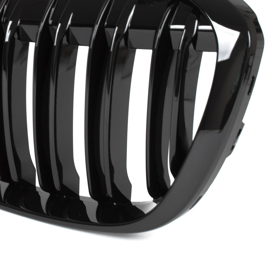 BMW X1 F48 15-19 Grilles Between the Headlights (kidneys) Left + Right Set BLACK GLOSSY DOUBLE BAR