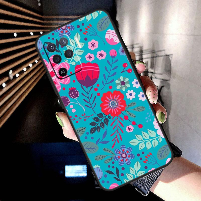 Floral Charm Secret Garden Case For Oppo A5 Pro A15 A17 A57 A77 A18 A38 A58 A78 A98 A94 A74 A54 A16 A76 A96 A40 A60 A80
