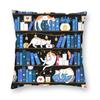 Library Cats Midnight Blue Square Pillowcase Polyester Linen Velvet Printed Zip Decor Throw Pillow Case Sofa Cushion Cover