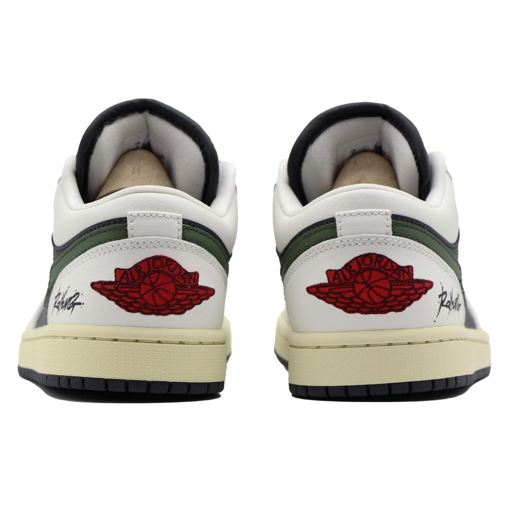 Jordan Air Jordan 1 Low Top Vintage Basketball Shoes Unisex Black White Green DC0774-001(Team57-)