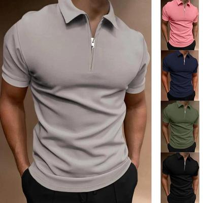 Mens Short Sleeve Polo Shirt Slim Fit Work Casual Tops Blouse Pullover T-Shirt