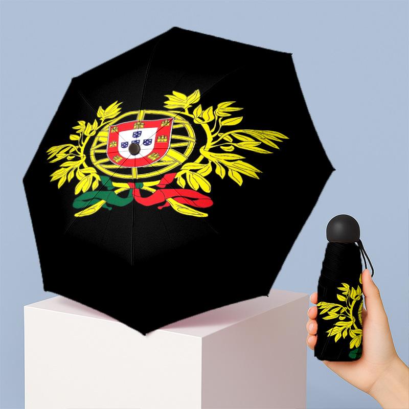 Portugal Pattern Printed Mini 5 Folds 8 Ribs Compact Umbrella Windproof Waterproof Lightweight Portable Folding