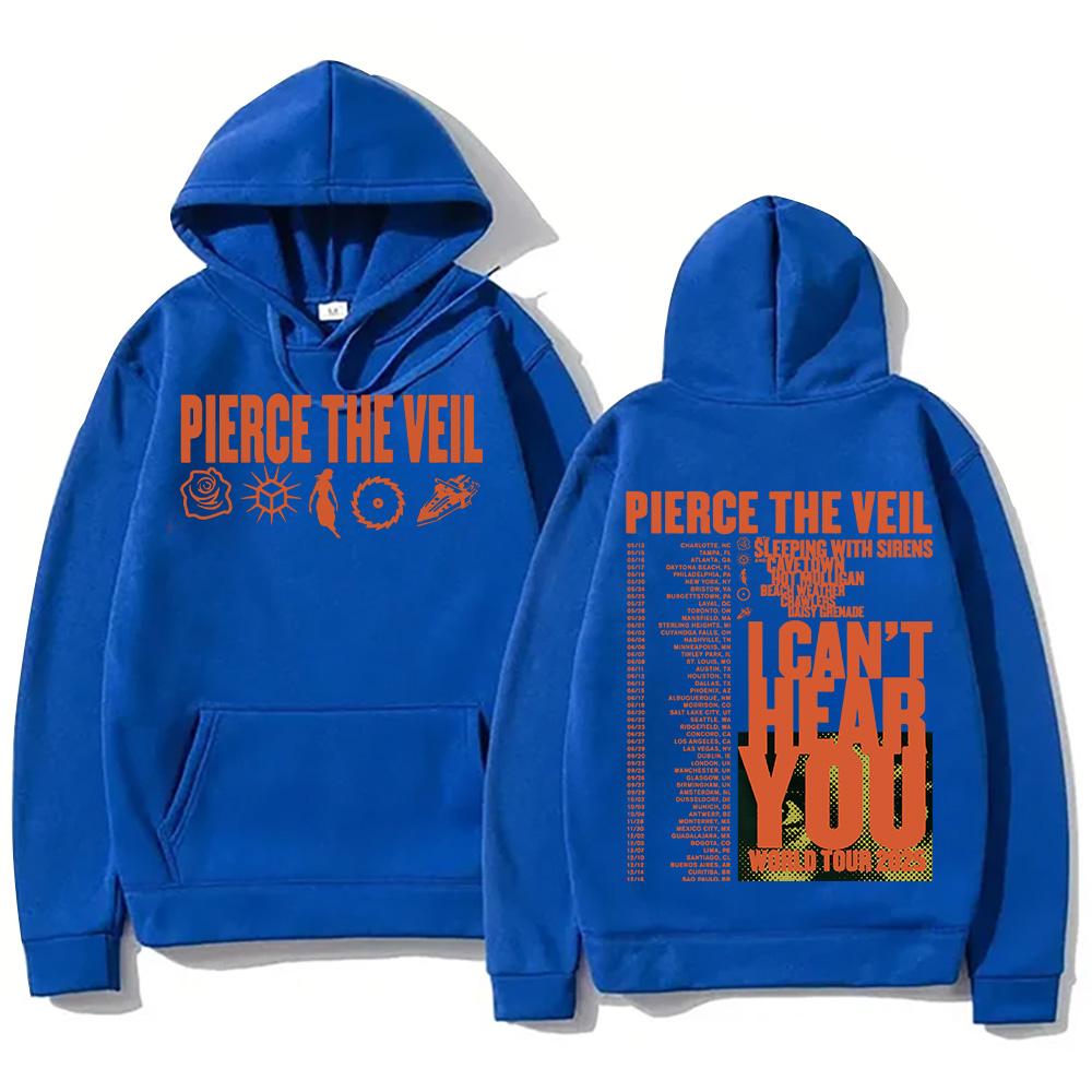 Pierce The Veil „I Can't Hear You“-Tour 2025 Hoodies – Rockband, Hip-Hop, Unisex-Streetwear für Damen und Herren – Modischer Pullover