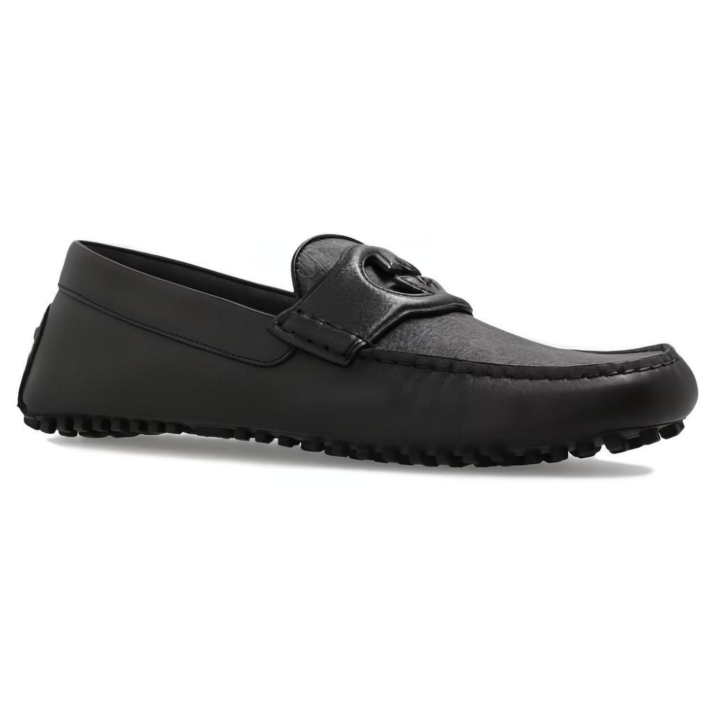 Gucci Interlocking Leather Loafers Men's Black 730148 AAB7Z 1000