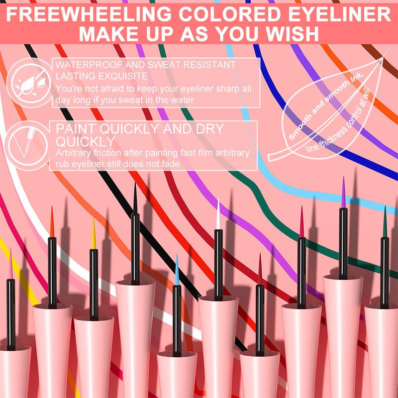 Matte Liquid Eyeliner Pencil 18 Color Waterproof Lasting Quick-Dry Colorful Yellow Blue Pink White Eye Liner Pen Makeup Cosmetic