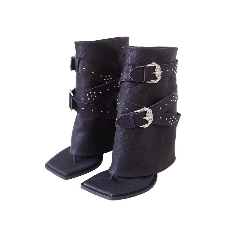 

Черные Меццо Елочка Крутые Ботинки Женские Винтажные Пряжки Жареные Уличные Спайс Герлз Брюки Брюки Ботинки 40 чёрный