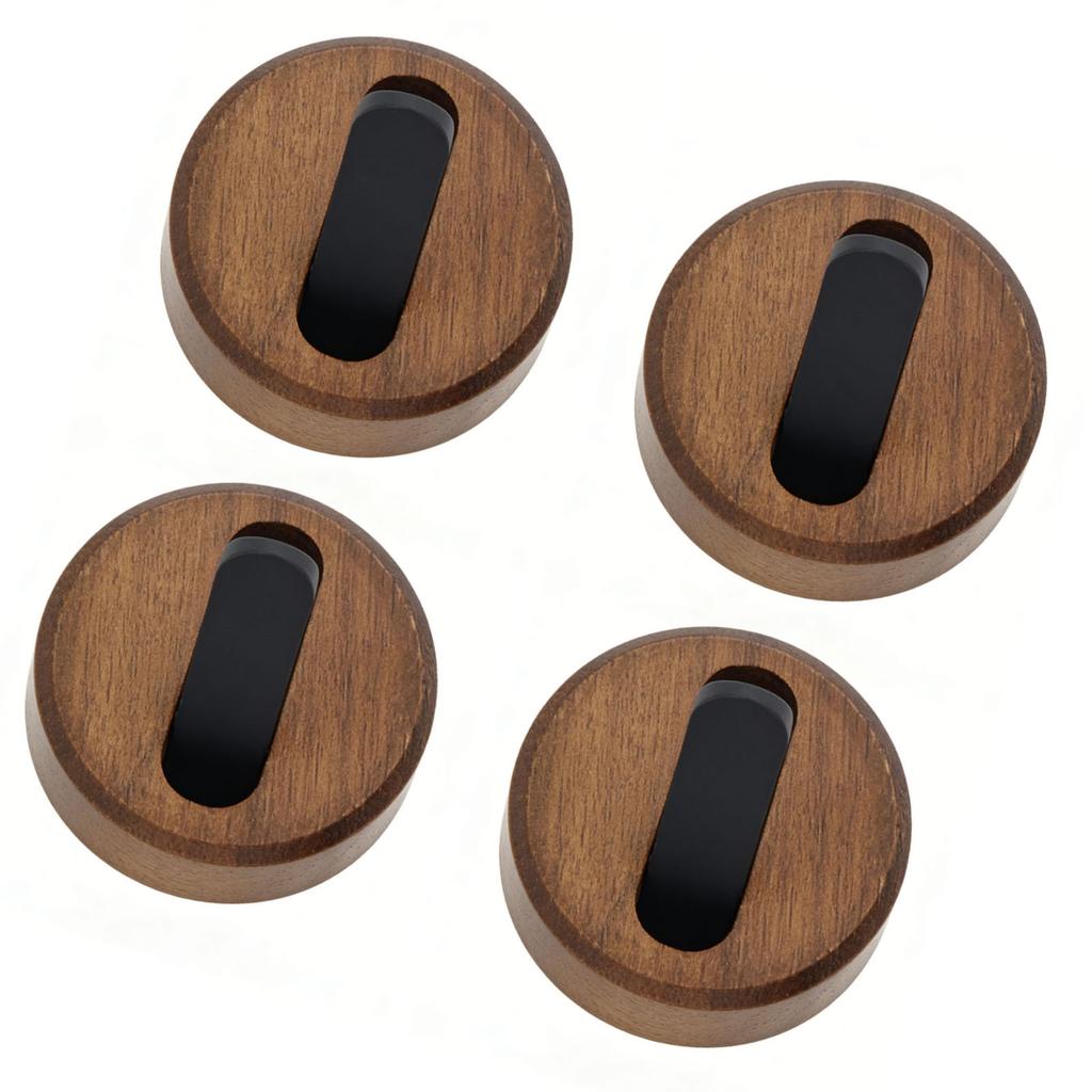 4PCS Folding Coat Hooks Wooden Round Farmhouse Foldable Wall Hooks for Hanging Clothes Towels Hat Backpack Purse Black