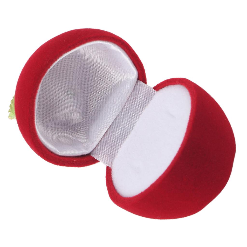Flocked Ring Gift Box Red Apple Shaped Portable Earrings Necklace Rings Jewelry Storage Case