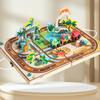 Children's early education double battle traffic dinosaur two-in-one train track fun playing chess board game educational toys