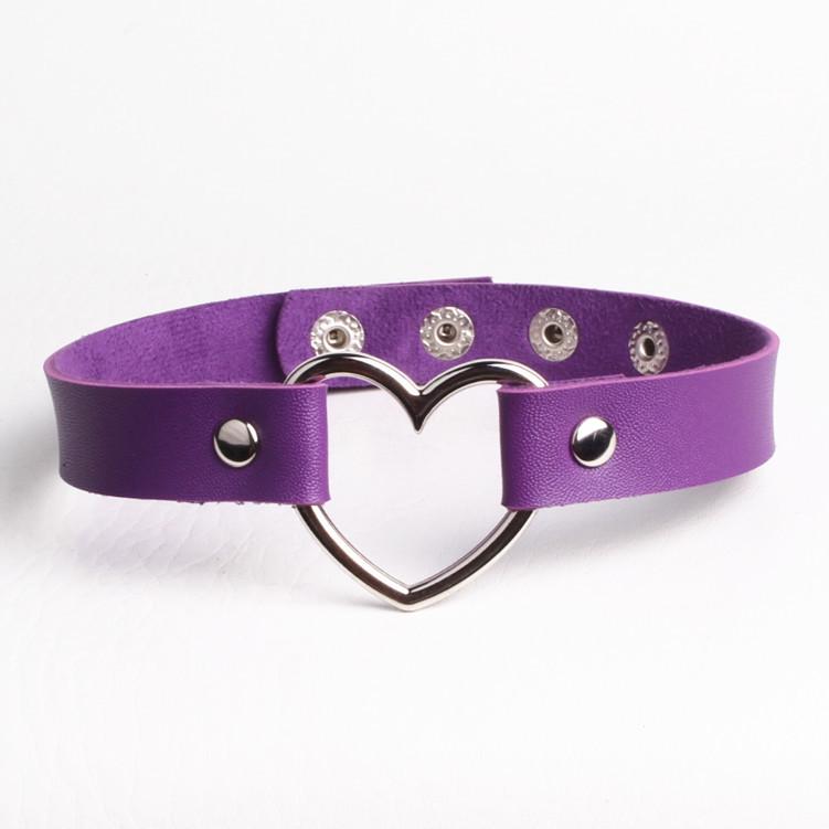 Harajuku Soft Girl Punk Style PU Leather Heart Choker Necklace