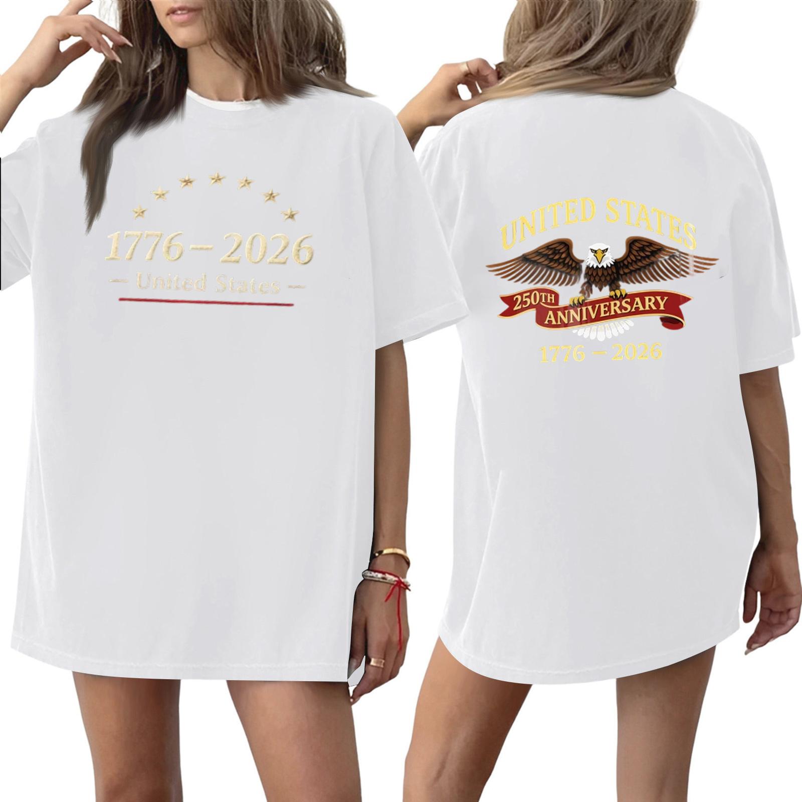 Women s Casual Printed Round Neck Pullover Short Sleeve Top M белый