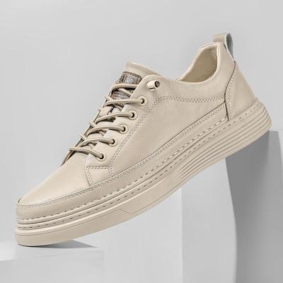 Men's Spring 2026 Casual Leather Shoes - Trendy Korean Style Versatile Youth Sports Board Shoes