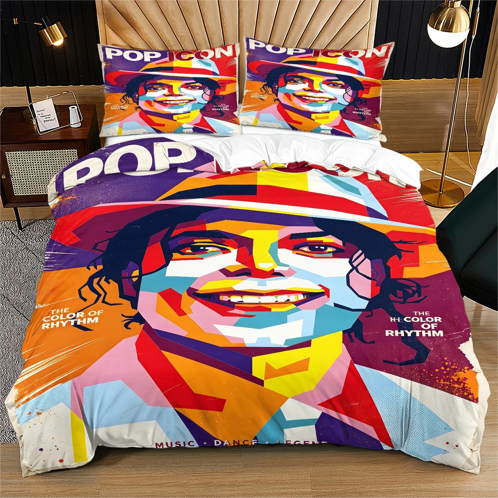 NOUVEAU Magnifique Icône Michael Jackson Ensemble de Literie Taille Jumeaux Reine Housse de Couette Taie d'Oreiller Adultes Garçon Fille Textile de Maison textile taille complète 140x200cm (2pcs)
