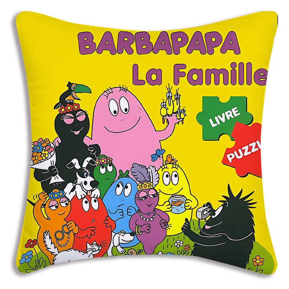 Anime B-Barbapapas Pillow Covers Cartoon Sofa Decorative Home Double-sided Printing Short Plush Cute Cushion Cover