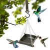 Hanging Bird Feeder Outdoor Hummingbird Feeders Faux Leather Feeding Tray Metal Mesh Attracting Wild Birds Square Platform