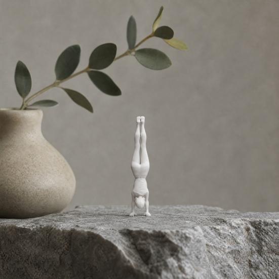 Inverted Girl Figurine, 3D Printed Inverted Athlete Statue, White Sporty Girl Sculpture for Home Table Shelf Decor