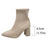Autumn Pointed Toe Thick Heel Women Stretch Ankle Boots Fashion Elastic Slimming Female Short Booties