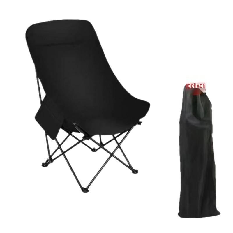 Tragbarer Falt-Mondstuhl mit hoher Rückenlehne für Outdoor, Camping, Picknicks, Strand und Angeln