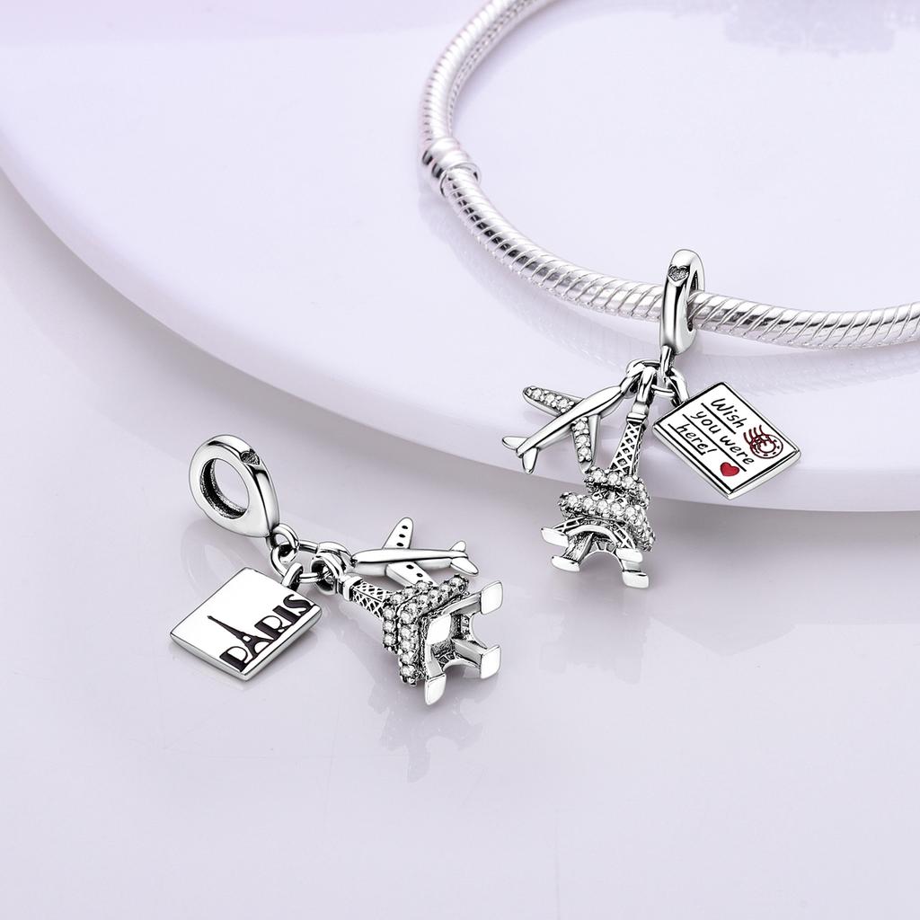Silver Plated Lucky Clover Charms Travel Aircraft Butterfly Cat Beads Fit  Original Bracelets Women DIY Fine Jewelry Gift