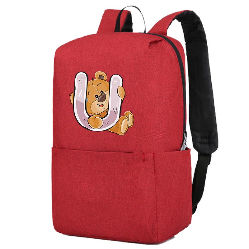 Lovely Little Bear 26 English Letters Backpack Girl School Bag Cosplay Canvas Backpacks Children Kid Bookbag Back To School
