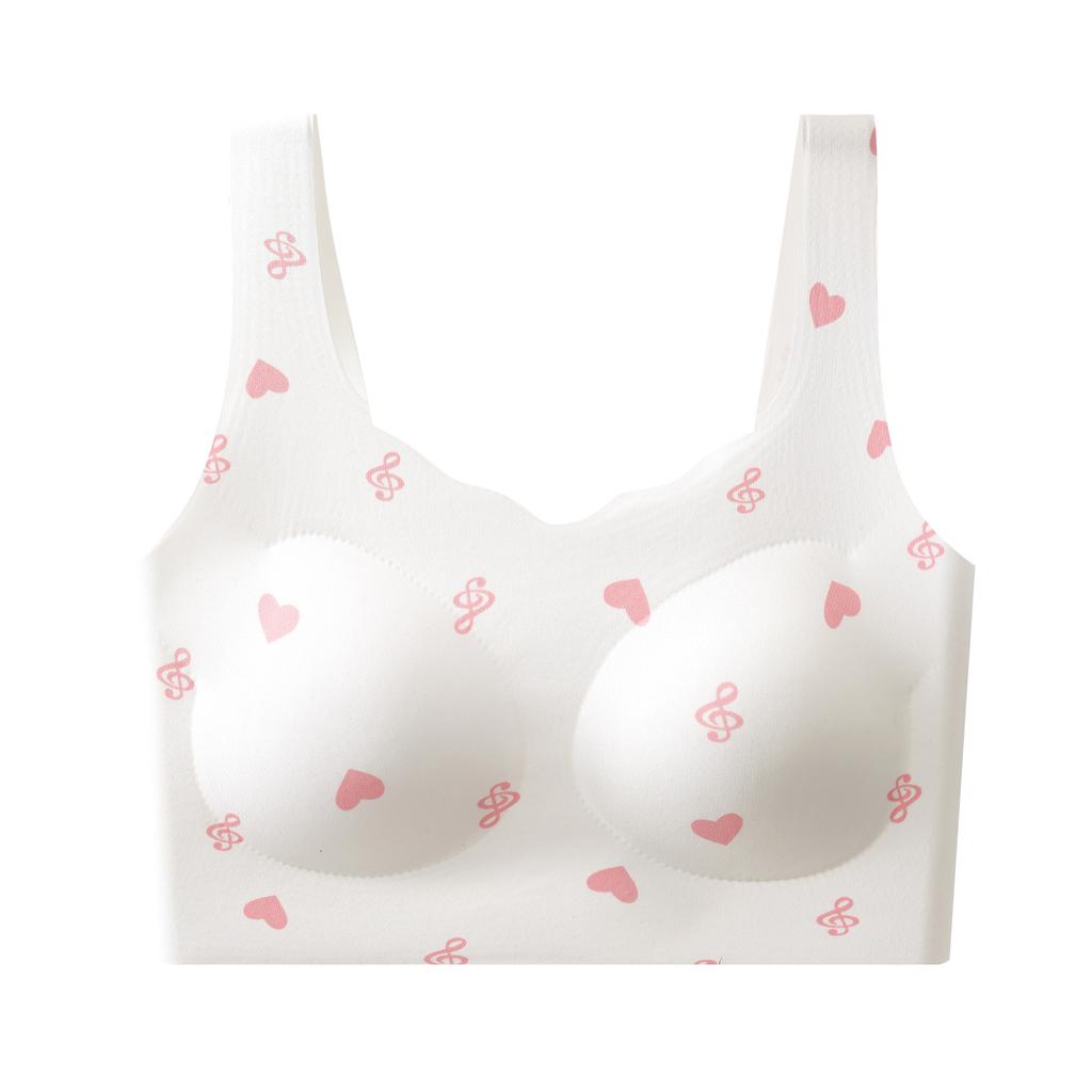 Sweet Vest Development Period, Printed Smooth Surface, Seamless, Comfortable and Unrestrained, Breathable Without Steel Ring Underwear Women