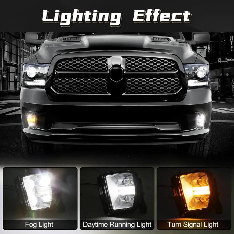 LED Fog Lamp For Dodge Ram 1500 2013 2014 2015 2016 2017 2018 DRL Daytime Running Light Turn Signal White Yellow Car Accessories