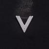 "V Letter Full Diamond Small Brooch for Women, Korean Fashionable and Simple Lapel Pin Cardigan Pin