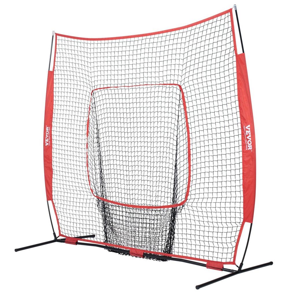 7x7 Ft Baseball Softball Practice Net, Portable Baseball Training Net for Hitting Batting Catching Pitching, Backstop Baseball Equipment Training Aids